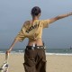 Women Summer Street Fashion Letter Printed Short-Sleeved Slant Collar T-Shirt Women Summer Street Fashion Letter Printed Short-Sleeved Slant Collar T-Shirt