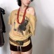 Women Summer Street Fashion Letter Printed Short-Sleeved Slant Collar T-Shirt Women Summer Street Fashion Letter Printed Short-Sleeved Slant Collar T-Shirt