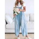 Women Fashion Retro Casual Ripped Loose Wide Leg Denim Jumpsuits Women Fashion Retro Casual Ripped Loose Wide Leg Denim Jumpsuits