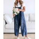 Women Fashion Retro Casual Ripped Loose Wide Leg Denim Jumpsuits Women Fashion Retro Casual Ripped Loose Wide Leg Denim Jumpsuits
