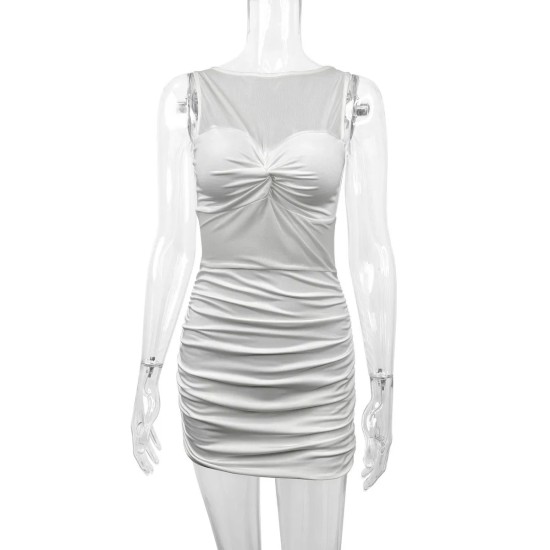 Women Sexy Mesh Sleeveless Bodycon Dress