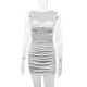 Women Sexy Mesh Sleeveless Bodycon Dress