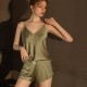 Women Fashion Sexy Solid Color Ice Silk Camisole Loose Shorts Pajamas Two-Piece Set Women Fashion Sexy Solid Color Ice Silk Camisole Loose Shorts Pajamas Two-Piece Set