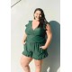 Women Fashion Sexy Plus Size Printed V-Neck Edge Curl Sleeveless Rompers Women Fashion Sexy Plus Size Printed V-Neck Edge Curl Sleeveless Rompers