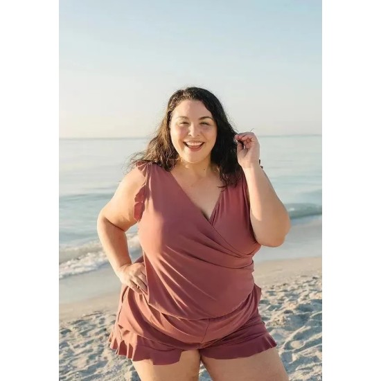 Women Fashion Sexy Plus Size Printed V-Neck Edge Curl Sleeveless Rompers Women Fashion Sexy Plus Size Printed V-Neck Edge Curl Sleeveless Rompers
