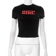 Women Fashion Round Neck Letter Printed Short Sleeve T-Shirt