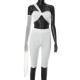 Women Fashion Sexy Irregular Mesh Single-Sleeve Tube Top Tight Pants Two-Piece Set