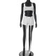 Women Fashion Sexy Solid Color Buckle Tank Top Tight Shrots Two-Piece Set
