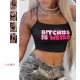 Women Simple Letter Slogan Print Short Sleeve Crop T-Shirt
