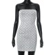 Women Fashion Sexy Geometric Print Tube Top Backless Tight Dress