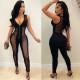Women Sexy Mesh Stitching Zipper Jumpsuits Women Sexy Mesh Stitching Zipper Jumpsuits