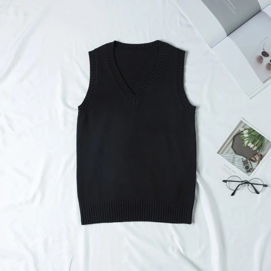 Women Fashion Solid Color V-Neck Sleeveless Knitwear