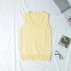 Women Fashion Solid Color V-Neck Sleeveless Knitwear