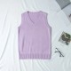Women Fashion Solid Color V-Neck Sleeveless Knitwear
