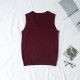 Women Fashion Solid Color V-Neck Sleeveless Knitwear