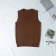 Women Fashion Solid Color V-Neck Sleeveless Knitwear