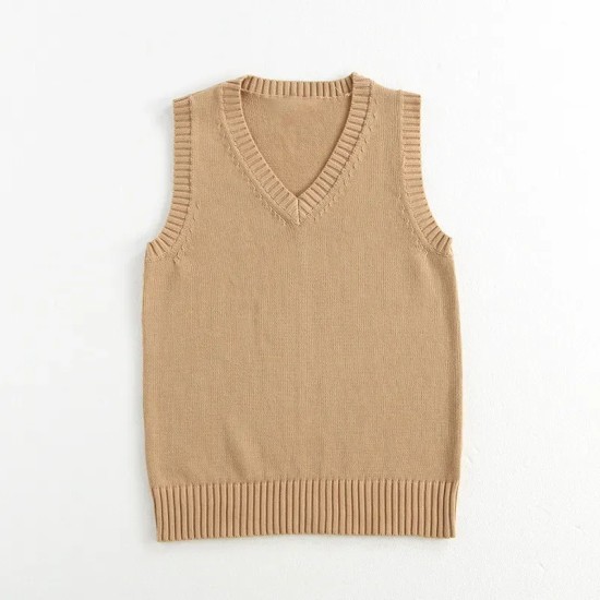 Women Fashion Solid Color V-Neck Sleeveless Knitwear