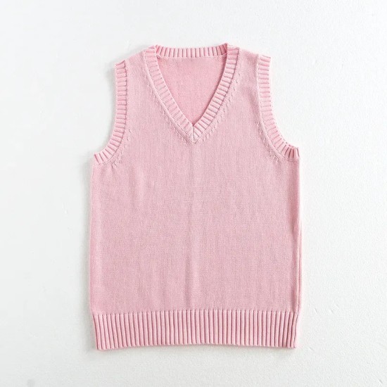 Women Fashion Solid Color V-Neck Sleeveless Knitwear