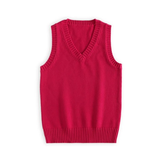 Women Fashion Solid Color V-Neck Sleeveless Knitwear