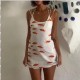Women Fashion Sexy Goldfish Print Sleeveless Spaghetti Strap Tight Dress