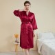Women Fashion Solid Color Satin Long-Sleeve Lace-Up Loose Pajamas Women Fashion Solid Color Satin Long-Sleeve Lace-Up Loose Pajamas