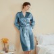 Women Fashion Solid Color Satin Long-Sleeve Lace-Up Loose Pajamas Women Fashion Solid Color Satin Long-Sleeve Lace-Up Loose Pajamas