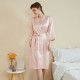 Women Fashion Solid Color Satin Long-Sleeve Lace-Up Loose Pajamas Women Fashion Solid Color Satin Long-Sleeve Lace-Up Loose Pajamas