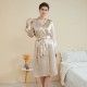 Women Fashion Solid Color Satin Long-Sleeve Lace-Up Loose Pajamas Women Fashion Solid Color Satin Long-Sleeve Lace-Up Loose Pajamas