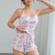 Women Fashion Sexy Love Printed Camisole Loose Shorts Pajamas Two-Piece Set Women Fashion Sexy Love Printed Camisole Loose Shorts Pajamas Two-Piece Set