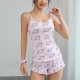 Women Fashion Sexy Love Printed Camisole Loose Shorts Pajamas Two-Piece Set Women Fashion Sexy Love Printed Camisole Loose Shorts Pajamas Two-Piece Set