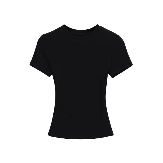 Women Simple Solid Color Short Sleeve T-Shirt