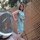 Women Fashion Casual Plus Size Floral Printed Round Neck Short-Sleeve Slim-Fit Dress