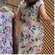Women Fashion Casual Plus Size Floral Printed Round Neck Short-Sleeve Slim-Fit Dress