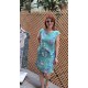Women Fashion Casual Plus Size Floral Printed Round Neck Short-Sleeve Slim-Fit Dress
