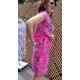 Women Fashion Casual Plus Size Floral Printed Round Neck Short-Sleeve Slim-Fit Dress