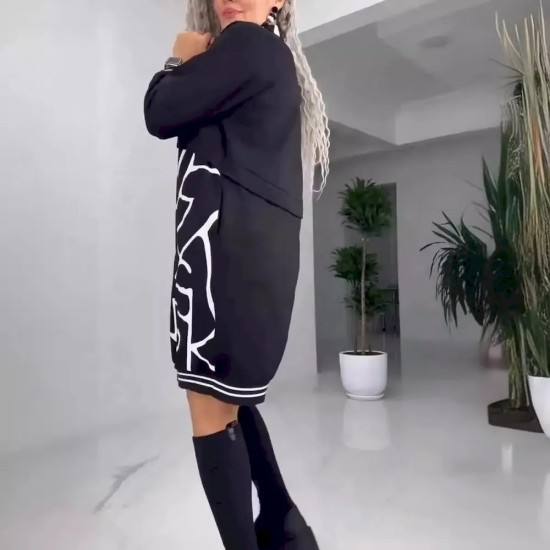 Women Fashion Casual Splicing Plus Size Lapel Long-Sleeve Slim-Fit Dress