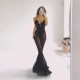 Women Fashion Sexy Mesh Stitching Perspective Flared Jumpsuit