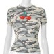 Women Fashion Camouflage Cherry Print Round Neck Short Sleeve T-Shirt
