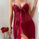 Women Fashion Sexy Perspective Mesh Flower Strap Lace-Up Pajamas Two-Piece Set