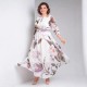 Women Fashion Casual Plus Size Floral Printed Long-Sleeve Loose Dress