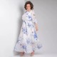 Women Fashion Casual Plus Size Floral Printed Long-Sleeve Loose Dress