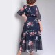 Women Fashion Casual Plus Size Floral Printed Long-Sleeve Loose Dress