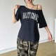 Summer Women Street Fashion Letter Print Short Sleeve T-Shirt