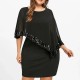 Women Fashion Irregular Plus Size Sequins Stitching Short-Sleeve Slim Fit Dress