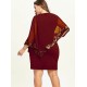 Women Fashion Irregular Plus Size Sequins Stitching Short-Sleeve Slim Fit Dress