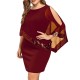 Women Fashion Irregular Plus Size Sequins Stitching Short-Sleeve Slim Fit Dress
