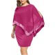 Women Fashion Irregular Plus Size Sequins Stitching Short-Sleeve Slim Fit Dress
