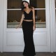 Women Fashion Sexy Printed V-Neck Camisole Slim-Fit Skirt Two-Piece Set