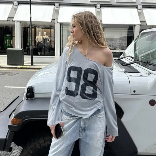 Women Fashion Loose Digital Print T-Shirt