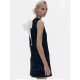 Women Fashion Elegant Solid Color Sequins Sleeveless Bowknot Lace-Up Slim Fit Dress